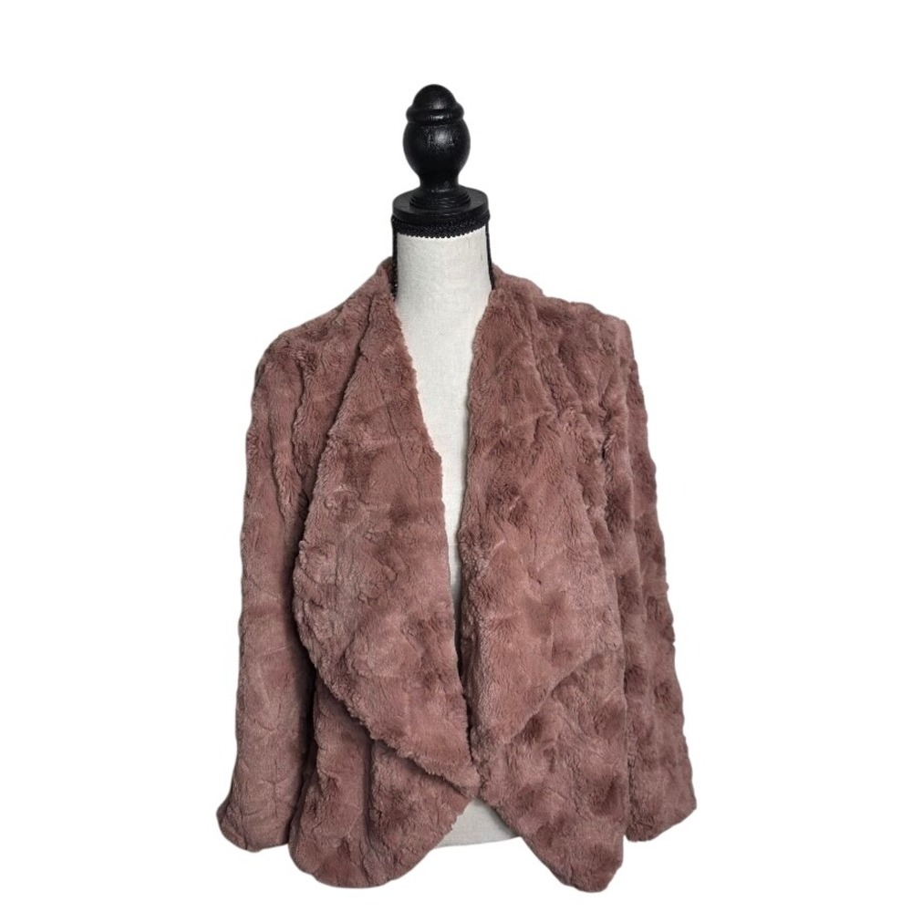 BB Dakota Steve Madden Faux Fur Jacket S Open Marshmallow Pink Womens